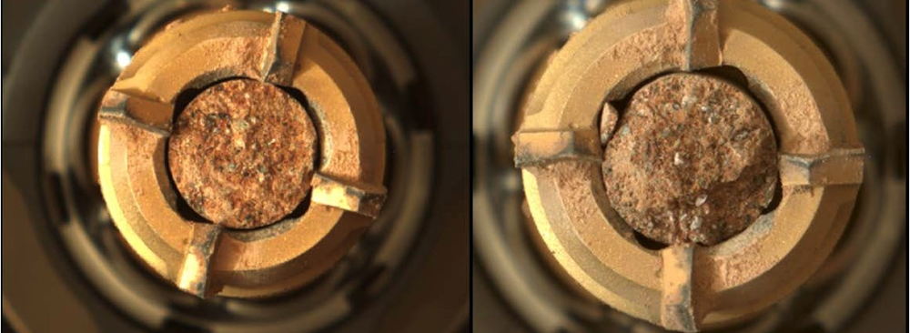 The Center for Isotope Cosmochemistry and Geochronology team is preparing for samples like Swift Run (left) and Skyland (right) collected from sedimentary rocks within Jezero Crater by the Perseverance rover and Mars 2020 team. Credits: NASA